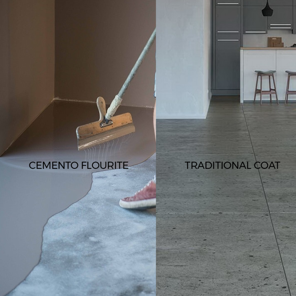 Cemento Flourite vs Traditional Floor - walltek paint
