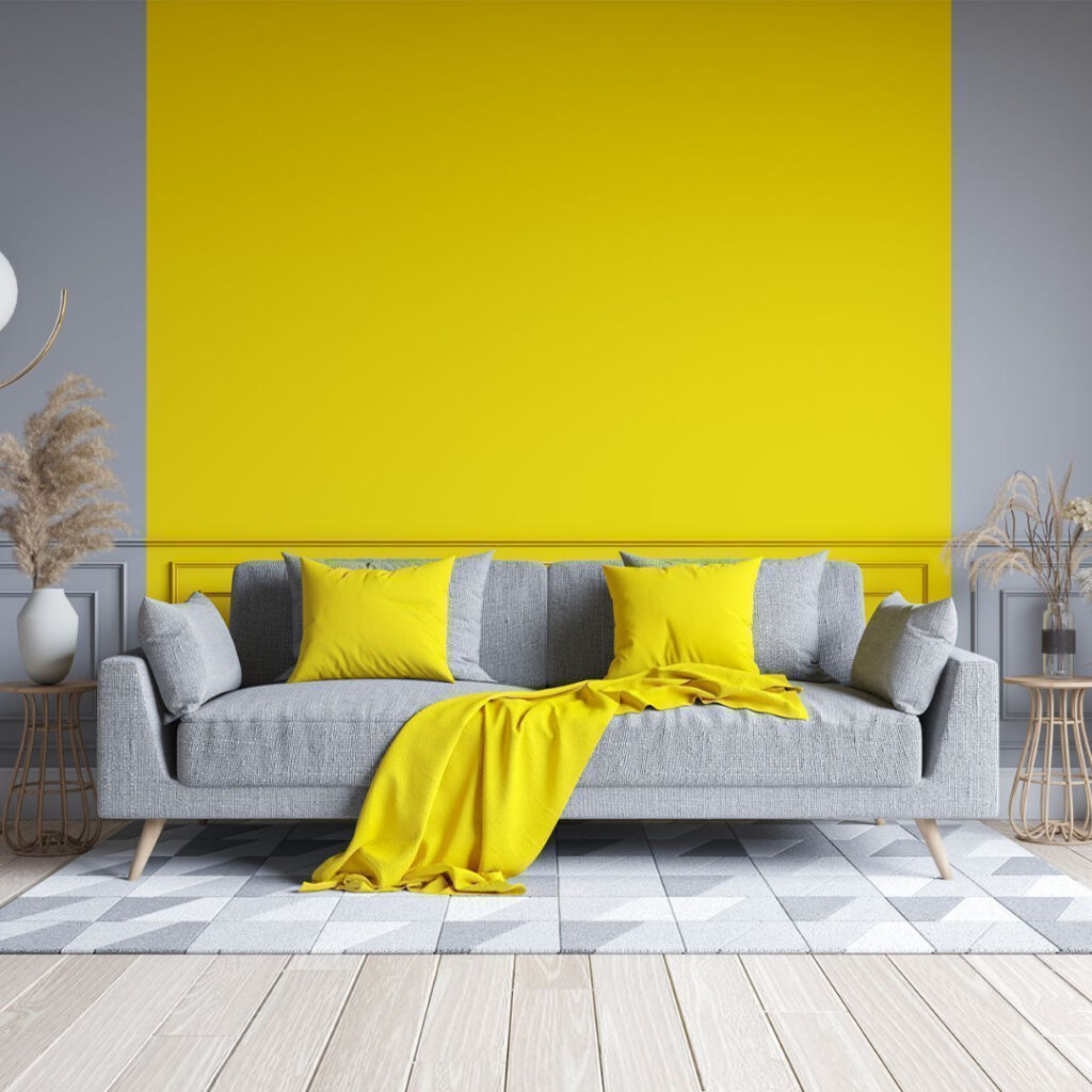 Bright Yellow and Charcoal Gray - walltek paint